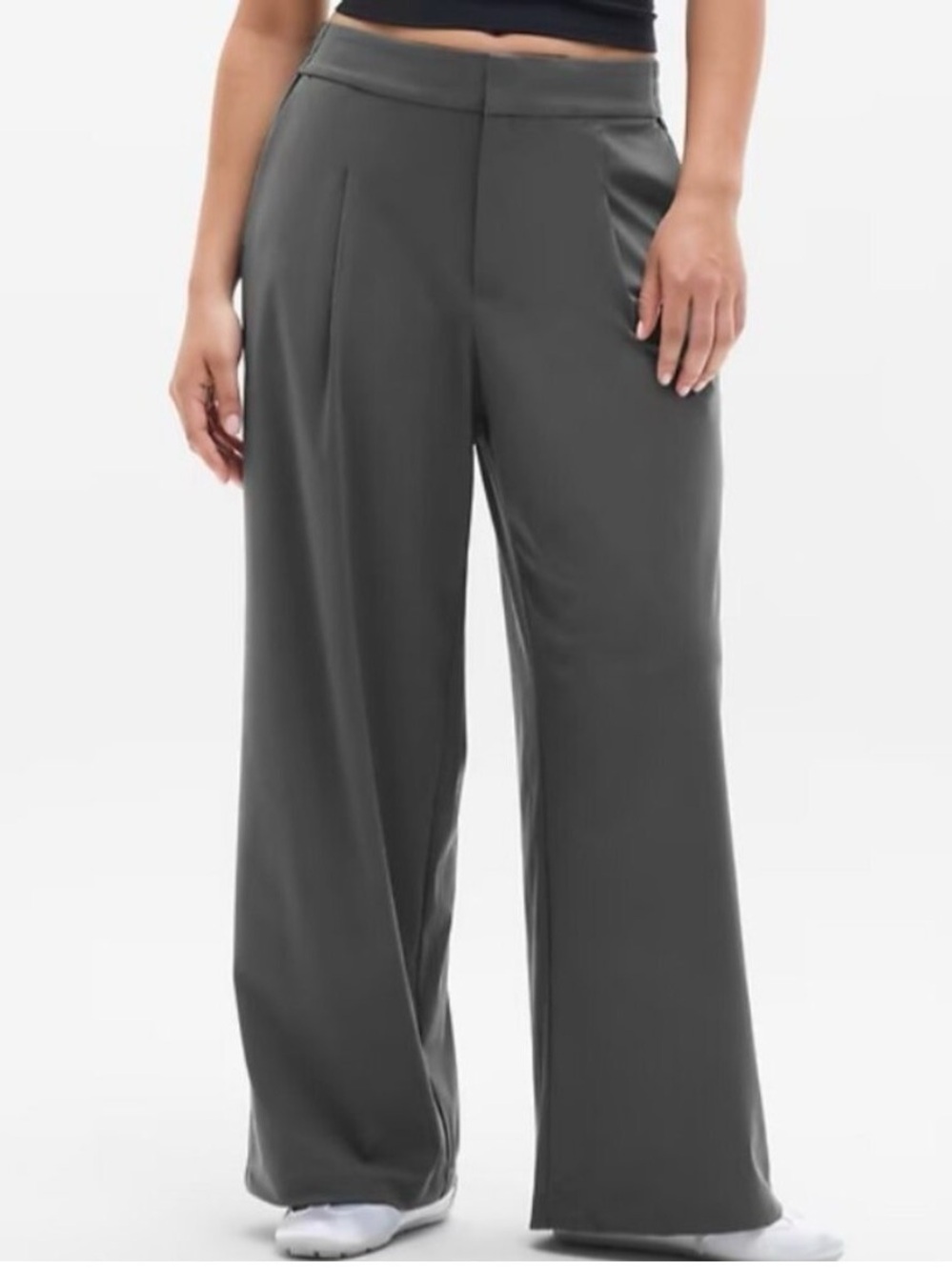 Athleta Pinnacle High Rise Trouser Pant Size 10 Gray Wide Leg Career Travel